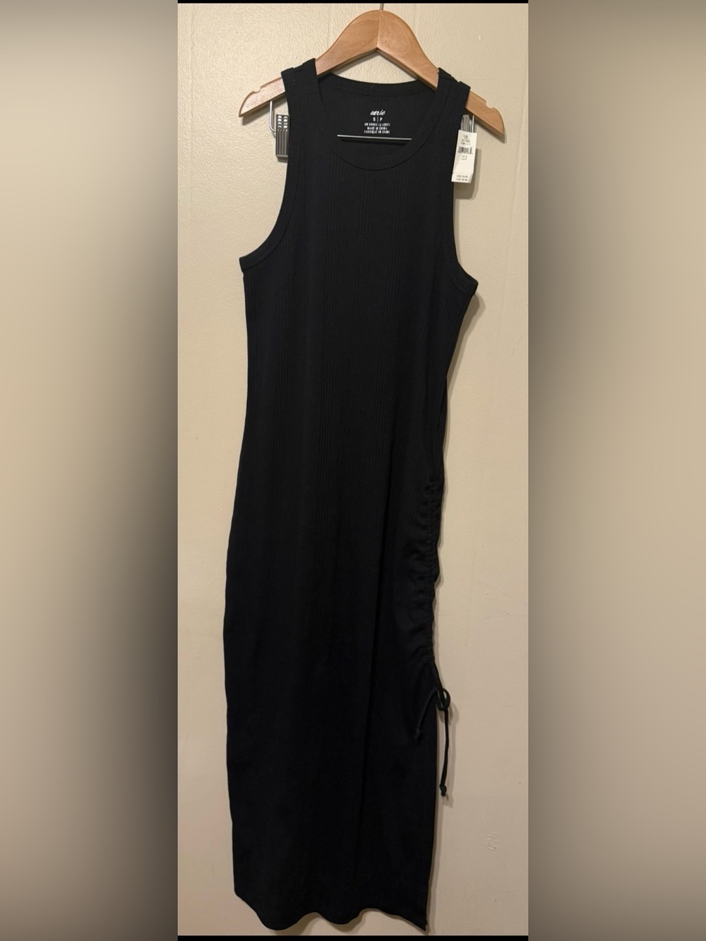 New aerie Black Ribbed dress Top
